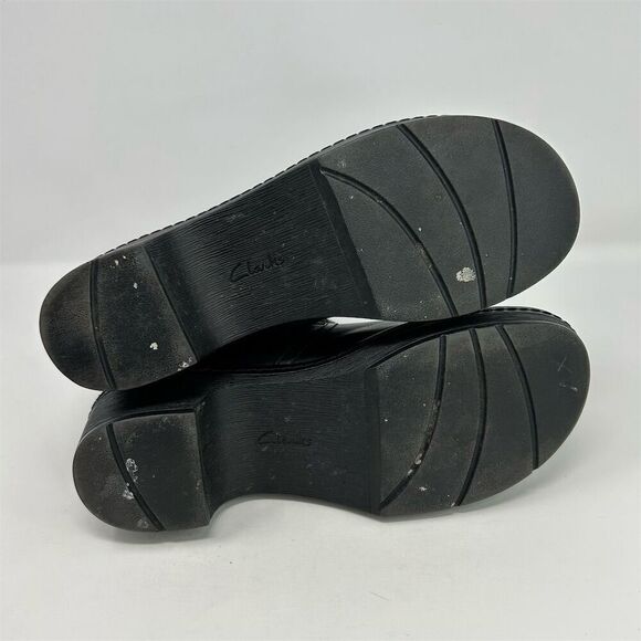 Clarks Women's Preslet Pierce Black Fur Clog Style Bootie Size 8 Casual Winter - Picture 10 of 12